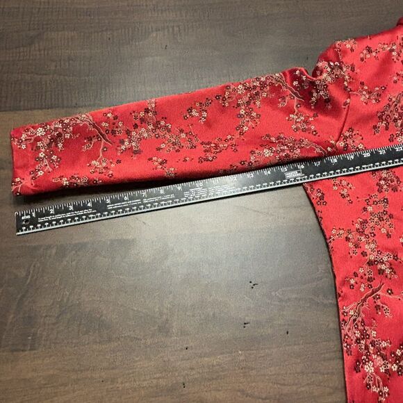 Vtg 80s Saks Ruth Norman NY Womens Jacket Size Med Asian Cheongsam Style Red USA - Picture 5 of 15
